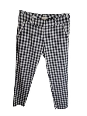 LOFT Outlet modern skinny ankle pants size 8 black white gingham plaid mid rise